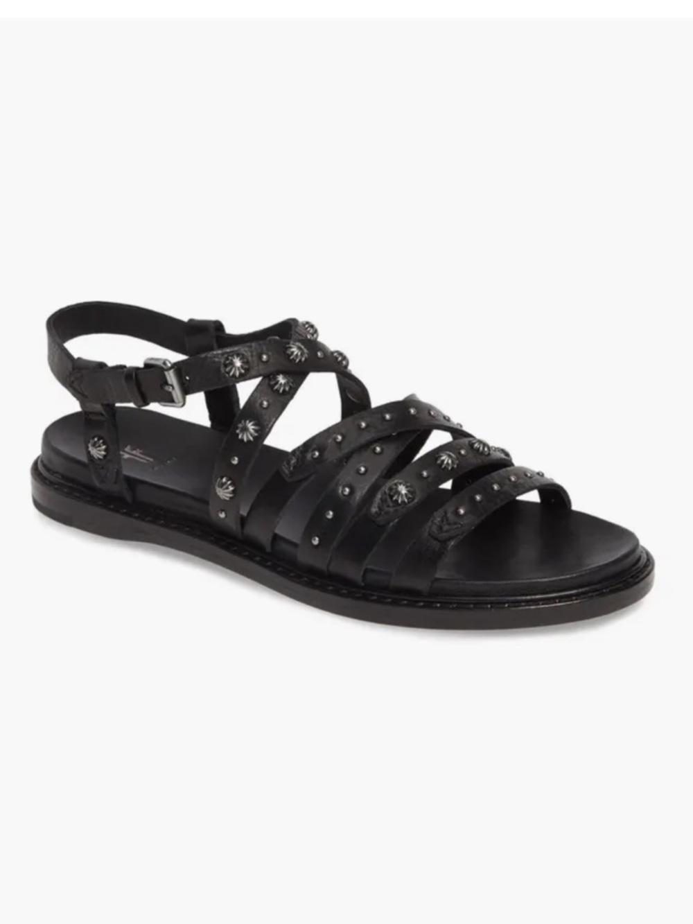 FRYE Andora Concho Strappy Sandal leather Black 10 studs Detail